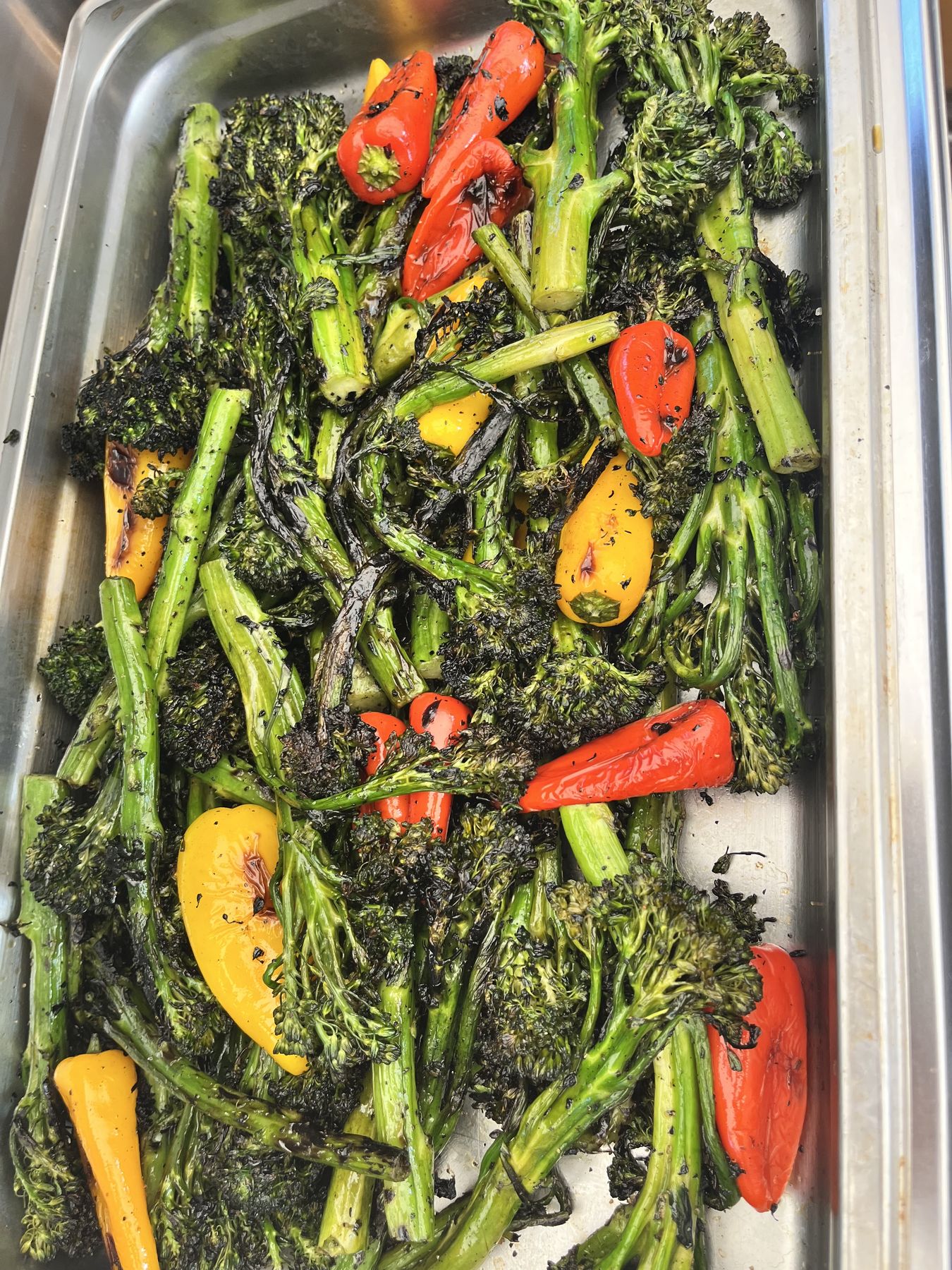 Grilled broccolini and sweet peppers